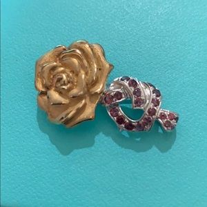 Sterling silver and ruby brooch